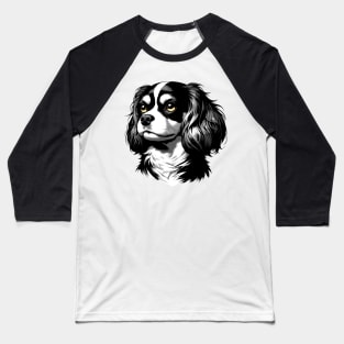 Stunning and Cool English Toy Spaniel Monochrome and Gold Portrait for Father's Day Baseball T-Shirt